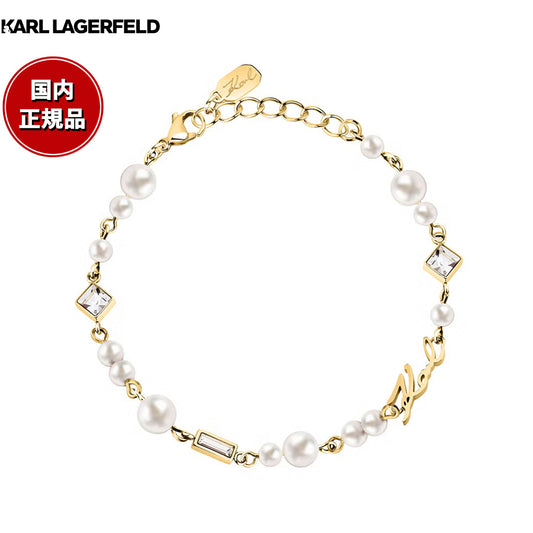 カール ラガーフェルド KARL LAGERFELD ブレスレット アクセサリー パールコレクション Pearl Collection イエローゴールド シェル パール ホワイト クリスタル バゲット カット ストーン KLAYR19