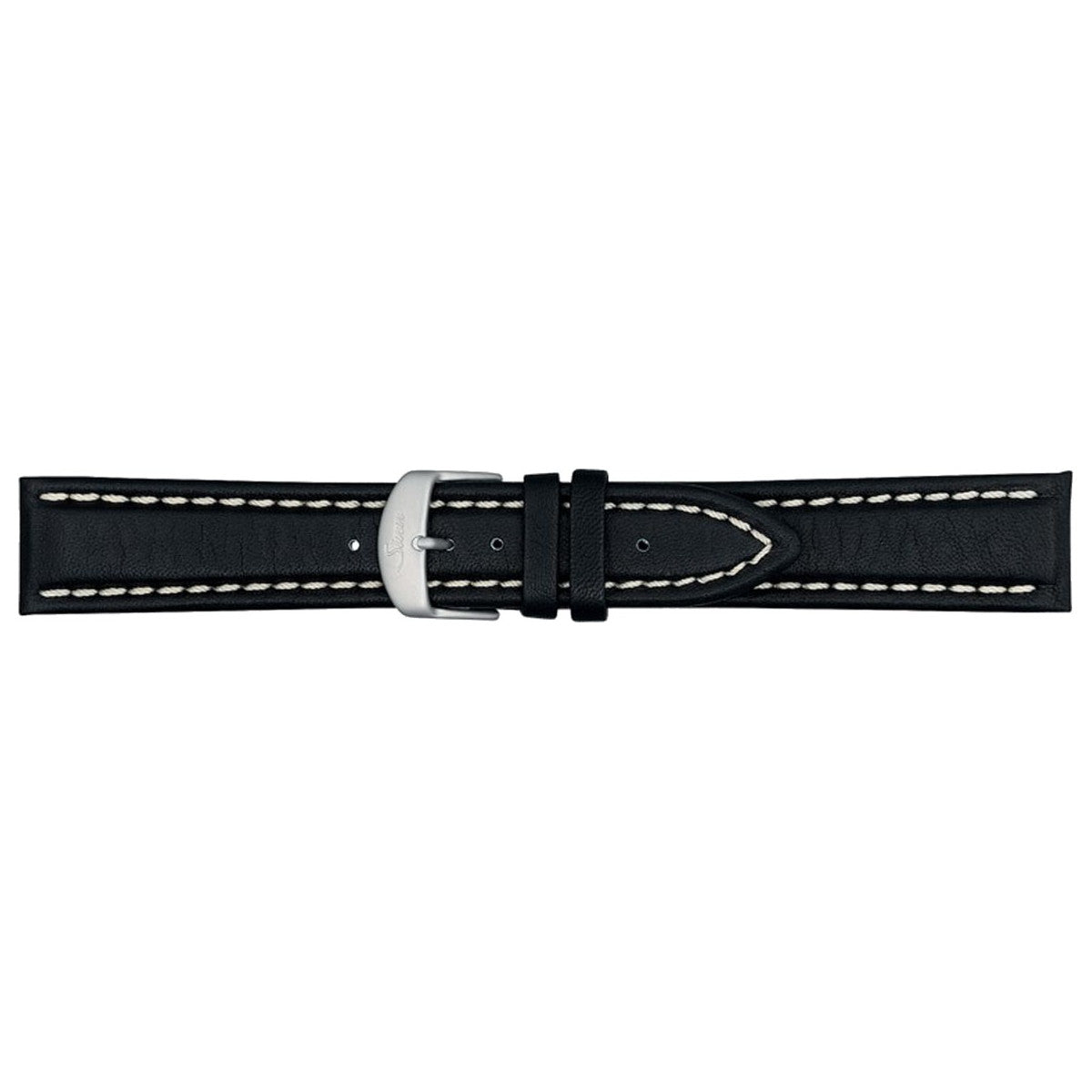Sinn ジン 純正 替えバンド ベルト カウレザーストラップ ブラック ホワイトステッチ ステンレススチールバックル付き マット尾錠 20mm