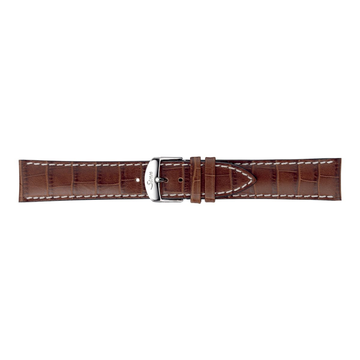 Sinn ジン 純正 替えバンド ベルト 型押しカウレザーストラップ ライトブラウン ホワイトステッチ ステンレススチールバックル付き サテン尾錠 20mm