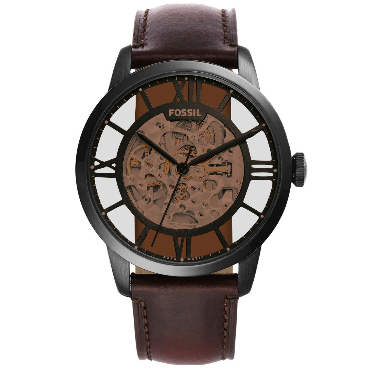 フォッシル FOSSIL 腕時計 メンズ 自動巻き TOWNSMAN オートマティック ダークブラウン レザーウォッチ ME3098