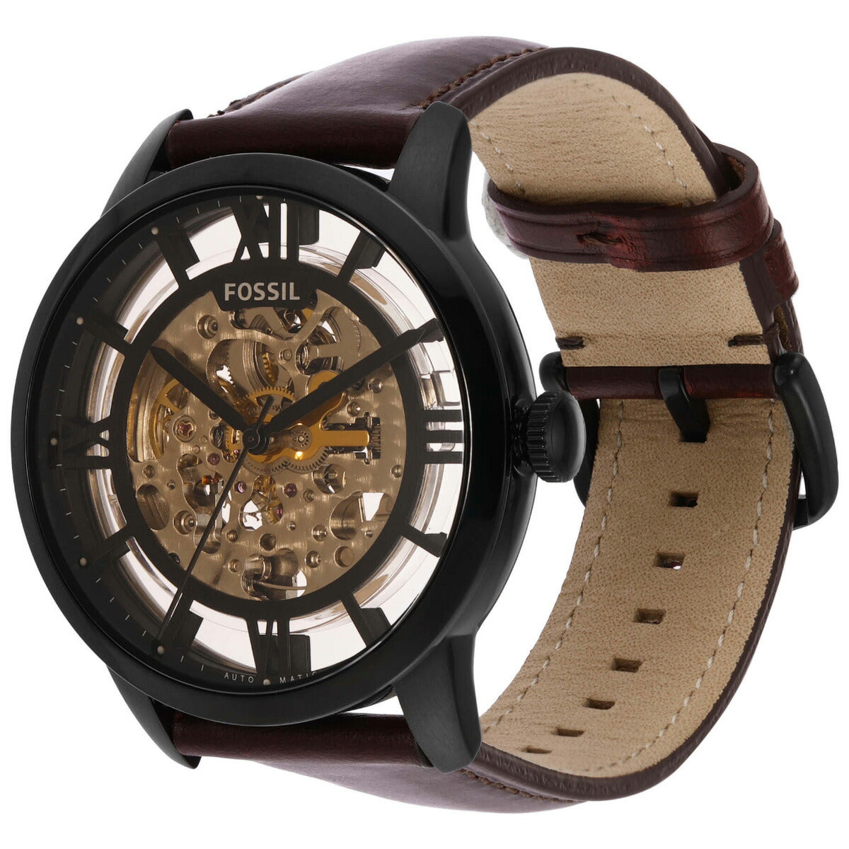 フォッシル FOSSIL 腕時計 メンズ 自動巻き TOWNSMAN オートマティック ダークブラウン レザーウォッチ ME3098