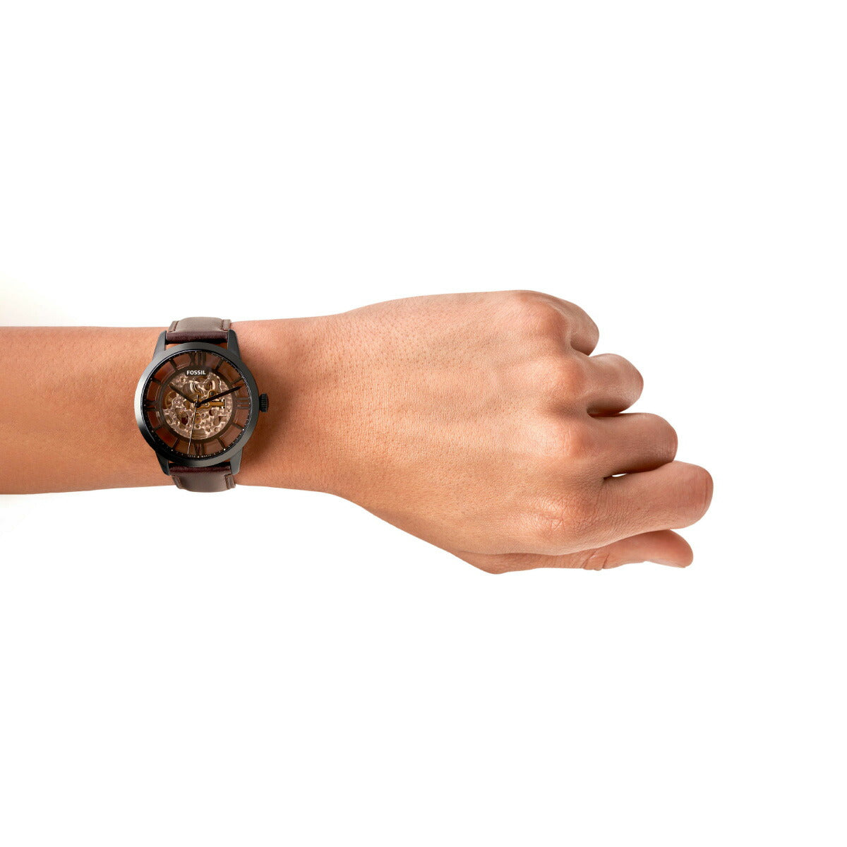 フォッシル FOSSIL 腕時計 メンズ 自動巻き TOWNSMAN オートマティック ダークブラウン レザーウォッチ ME3098