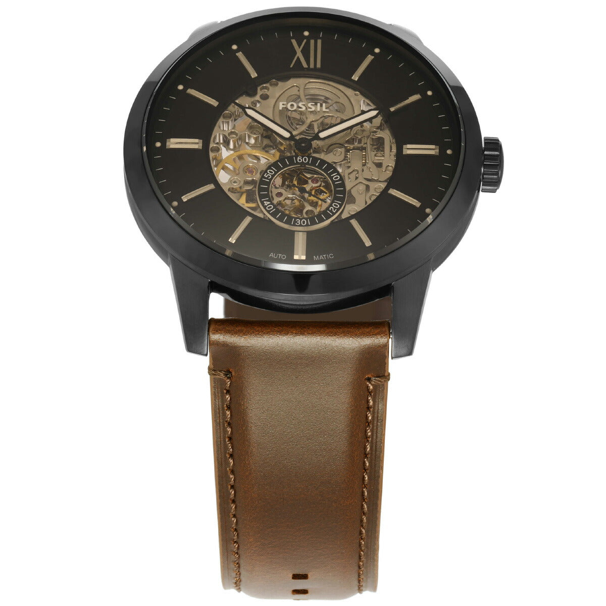 フォッシル FOSSIL 腕時計 メンズ 自動巻き TOWNSMAN 48mm ブラウンレザーウォッチ ME3155