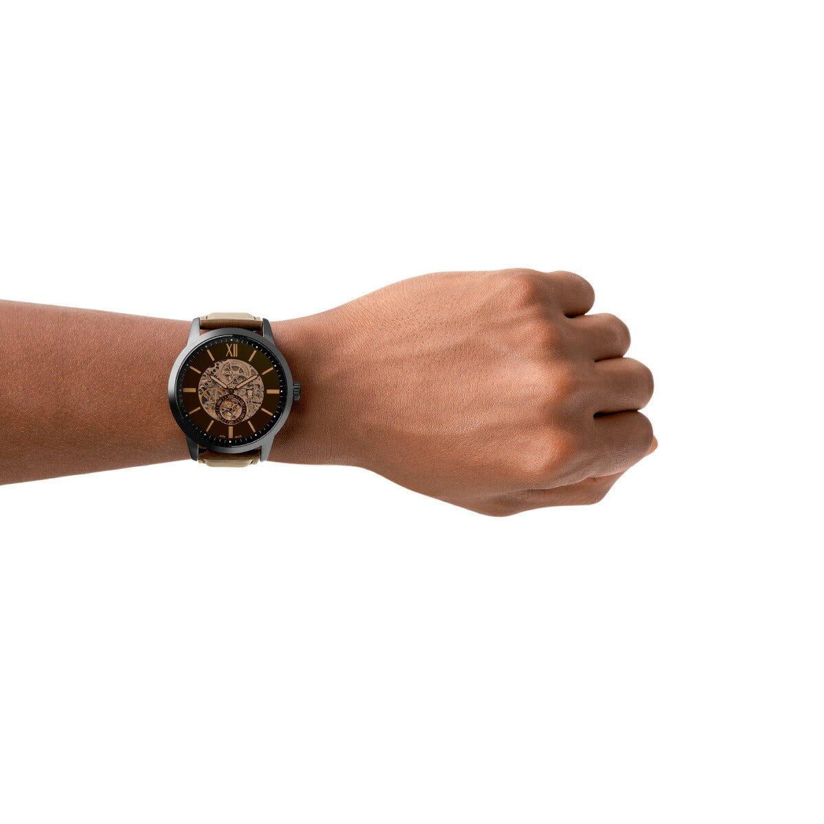 フォッシル FOSSIL 腕時計 メンズ 自動巻き TOWNSMAN 48mm ブラウンレザーウォッチ ME3155