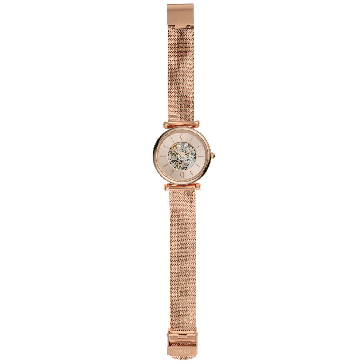 フォッシル FOSSIL 腕時計 レディース 自動巻き CARLIE オートマティック ローズゴールドトーン ステンレススチールメッシュウォッチ ME3175