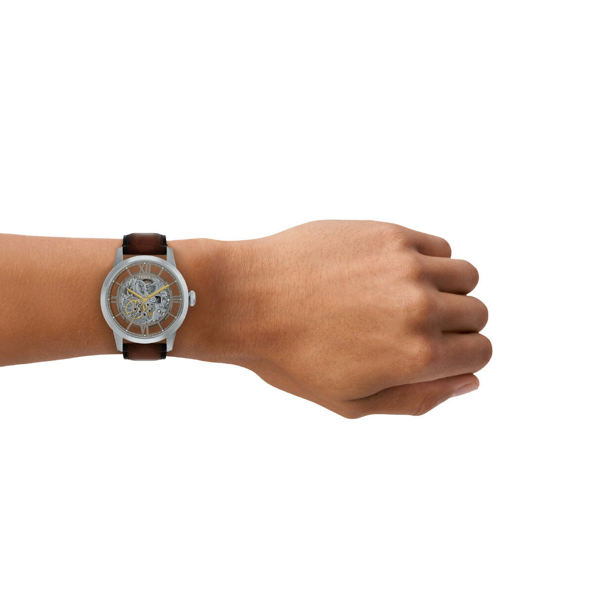 フォッシル FOSSIL 腕時計 自動巻き メンズ TOWNSMAN オートマティック ブラウン レザーウォッチ ME3270【2025 新作】