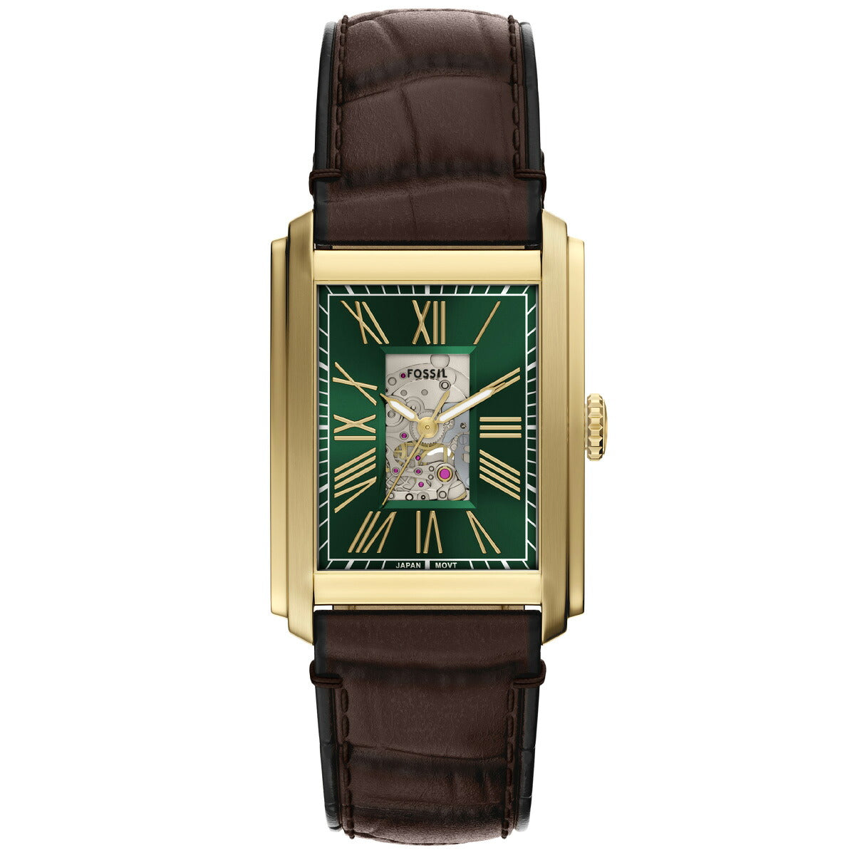 フォッシル FOSSIL 腕時計 自動巻き メンズ CARRAWAY オートマティック ブラウン クロコレザーウォッチ ME3271