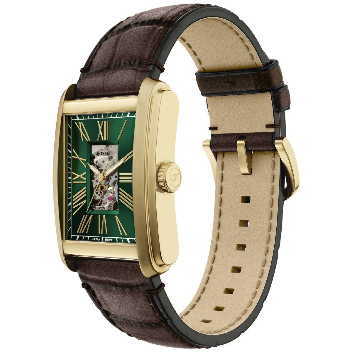 フォッシル FOSSIL 腕時計 自動巻き メンズ CARRAWAY オートマティック ブラウン クロコレザーウォッチ ME3271