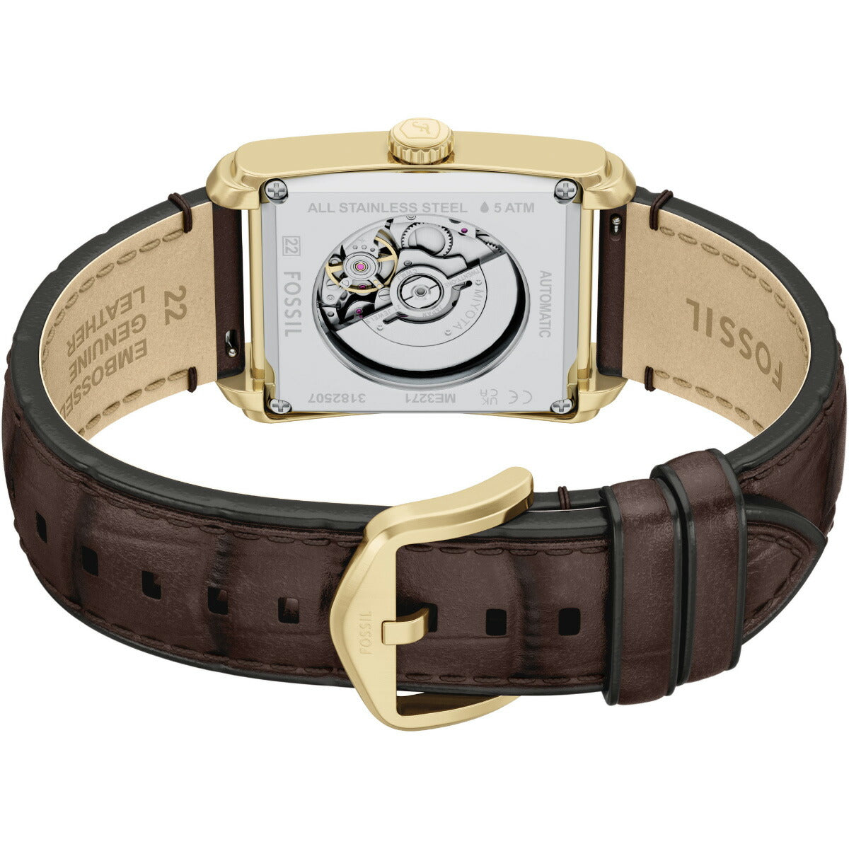 フォッシル FOSSIL 腕時計 自動巻き メンズ CARRAWAY オートマティック ブラウン クロコレザーウォッチ ME3271