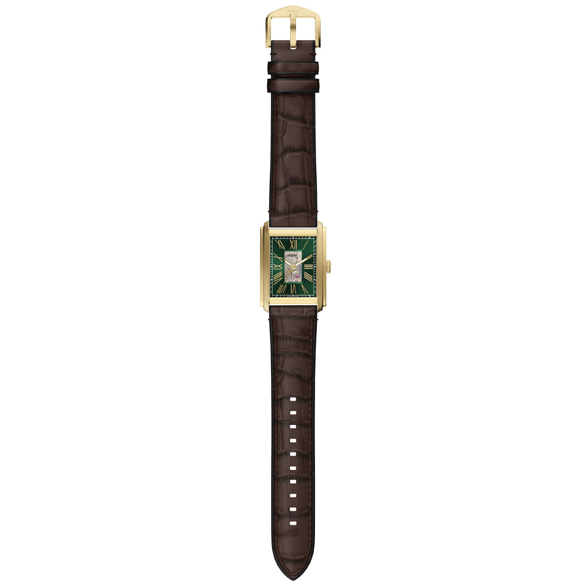 フォッシル FOSSIL 腕時計 自動巻き メンズ CARRAWAY オートマティック ブラウン クロコレザーウォッチ ME3271
