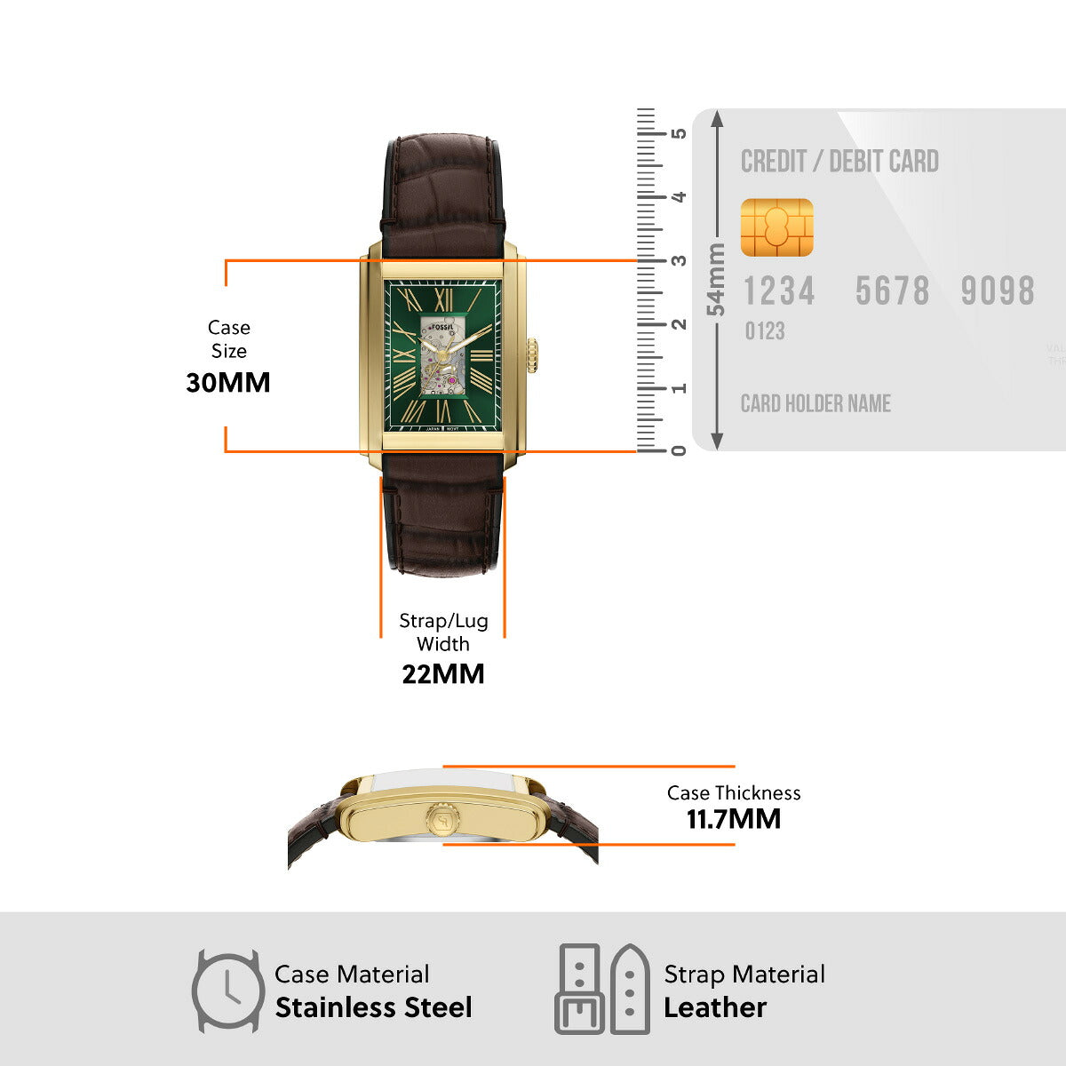 フォッシル FOSSIL 腕時計 自動巻き メンズ CARRAWAY オートマティック ブラウン クロコレザーウォッチ ME3271