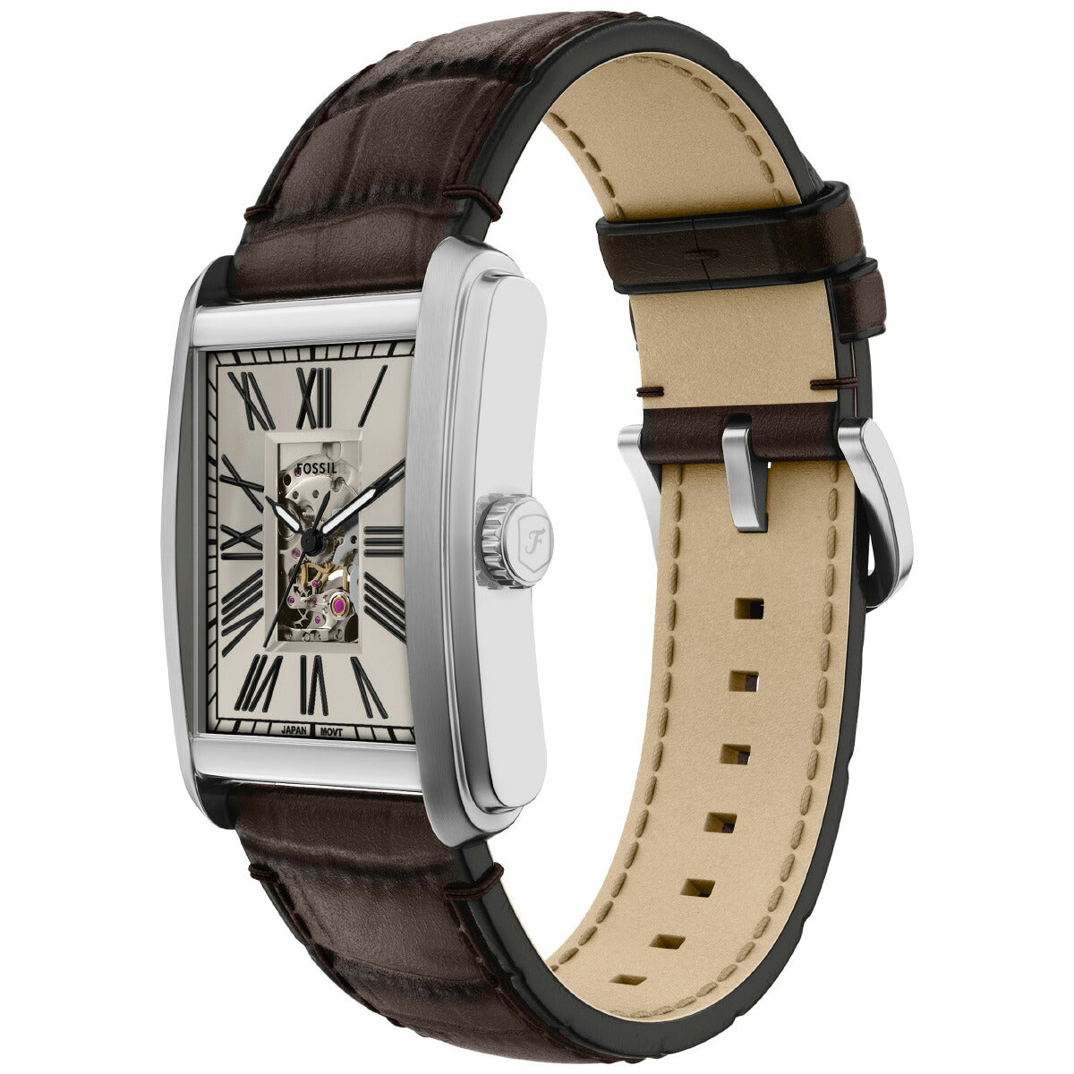 フォッシル FOSSIL 腕時計 自動巻き メンズ CARRAWAY オートマティック ブラウン クロコレザーウォッチ ME3272【2025 新作】