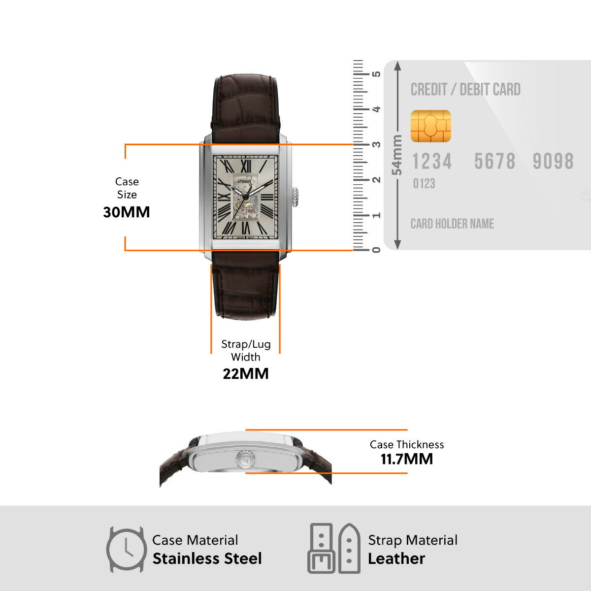 フォッシル FOSSIL 腕時計 自動巻き メンズ CARRAWAY オートマティック ブラウン クロコレザーウォッチ ME3272【2025 新作】
