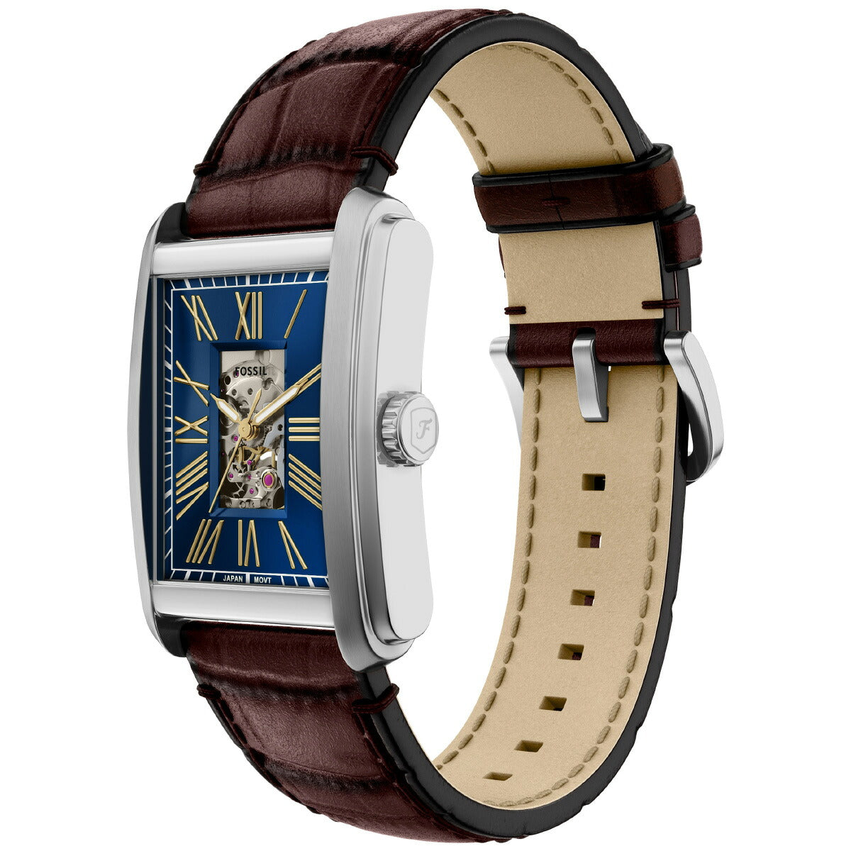 フォッシル FOSSIL 腕時計 自動巻き メンズ CARRAWAY オートマティック ブラウン クロコレザーウォッチ ME3273