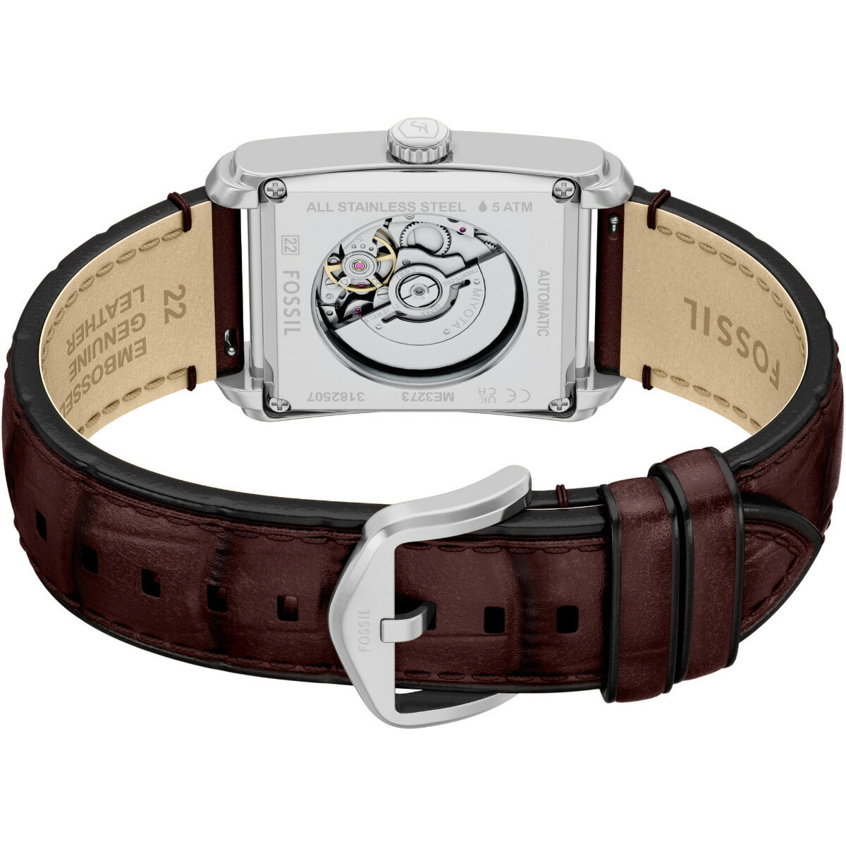 フォッシル FOSSIL 腕時計 自動巻き メンズ CARRAWAY オートマティック ブラウン クロコレザーウォッチ ME3273
