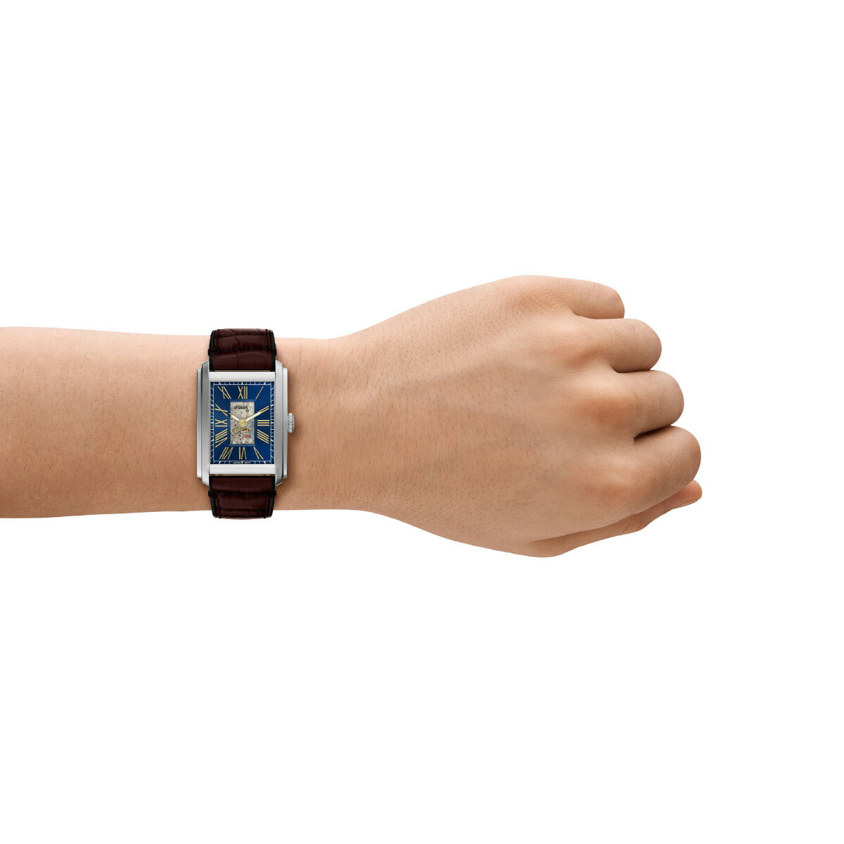 フォッシル FOSSIL 腕時計 自動巻き メンズ CARRAWAY オートマティック ブラウン クロコレザーウォッチ ME3273