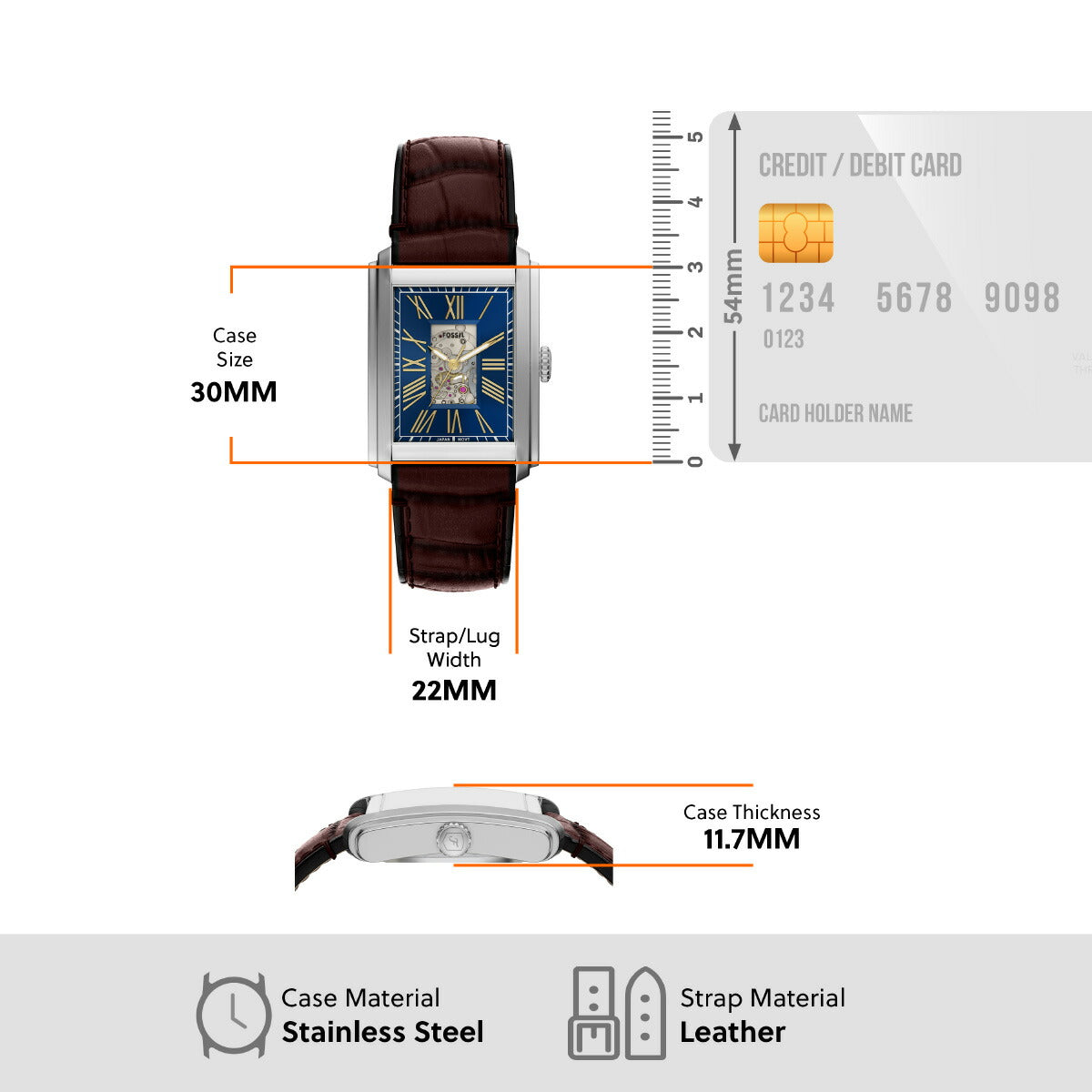フォッシル FOSSIL 腕時計 自動巻き メンズ CARRAWAY オートマティック ブラウン クロコレザーウォッチ ME3273