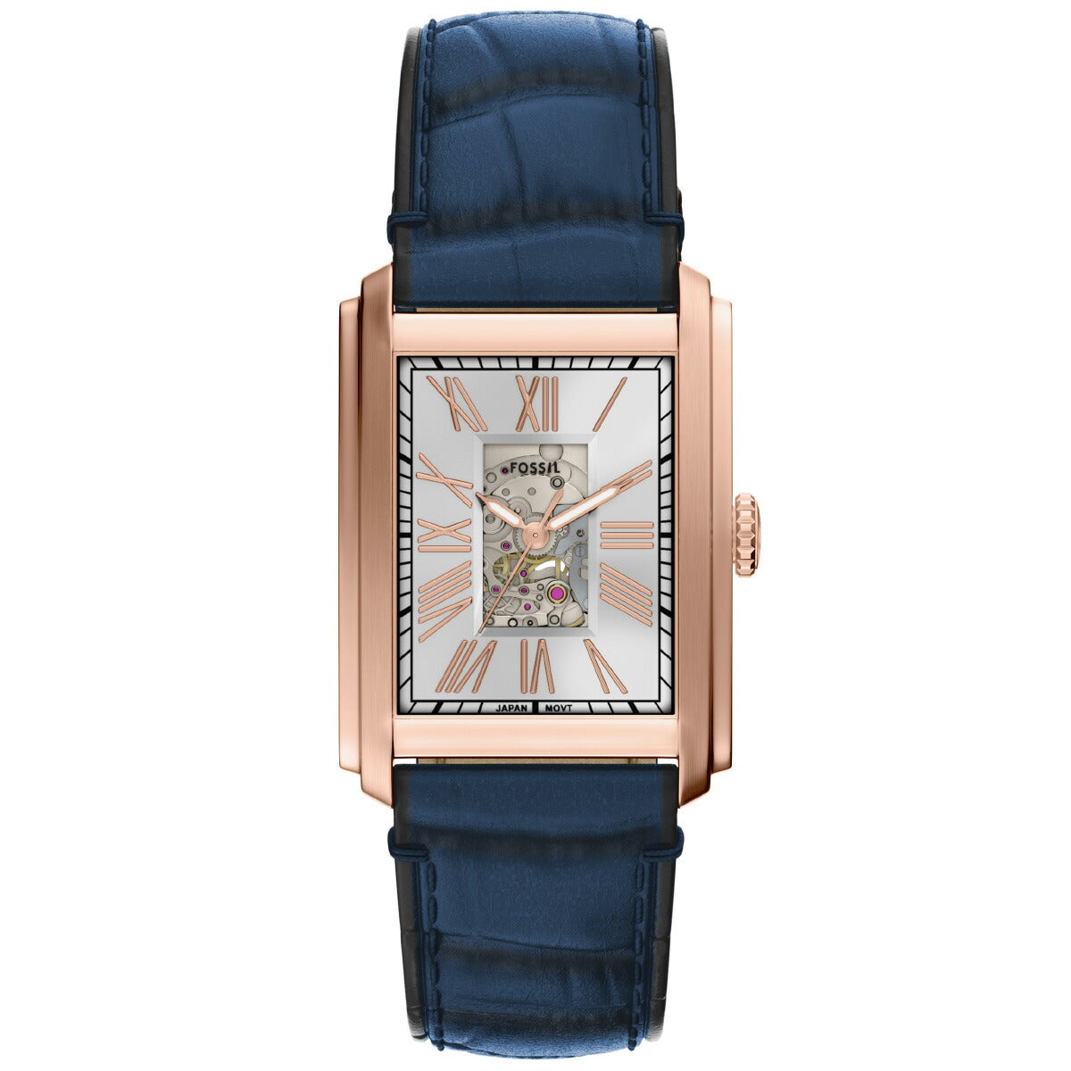 フォッシル FOSSIL 腕時計 自動巻き メンズ CARRAWAY オートマティック ブルー クロコレザーウォッチ ME3274