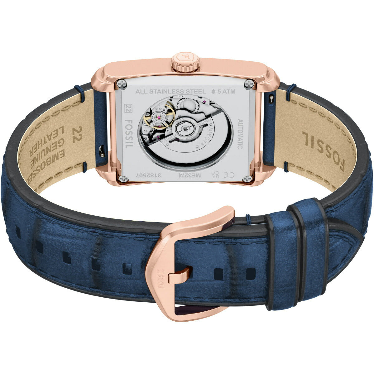 フォッシル FOSSIL 腕時計 自動巻き メンズ CARRAWAY オートマティック ブルー クロコレザーウォッチ ME3274