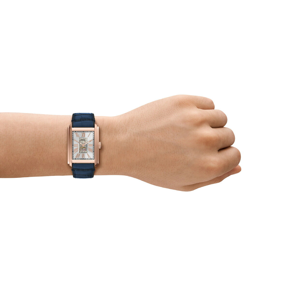 フォッシル FOSSIL 腕時計 自動巻き メンズ CARRAWAY オートマティック ブルー クロコレザーウォッチ ME3274
