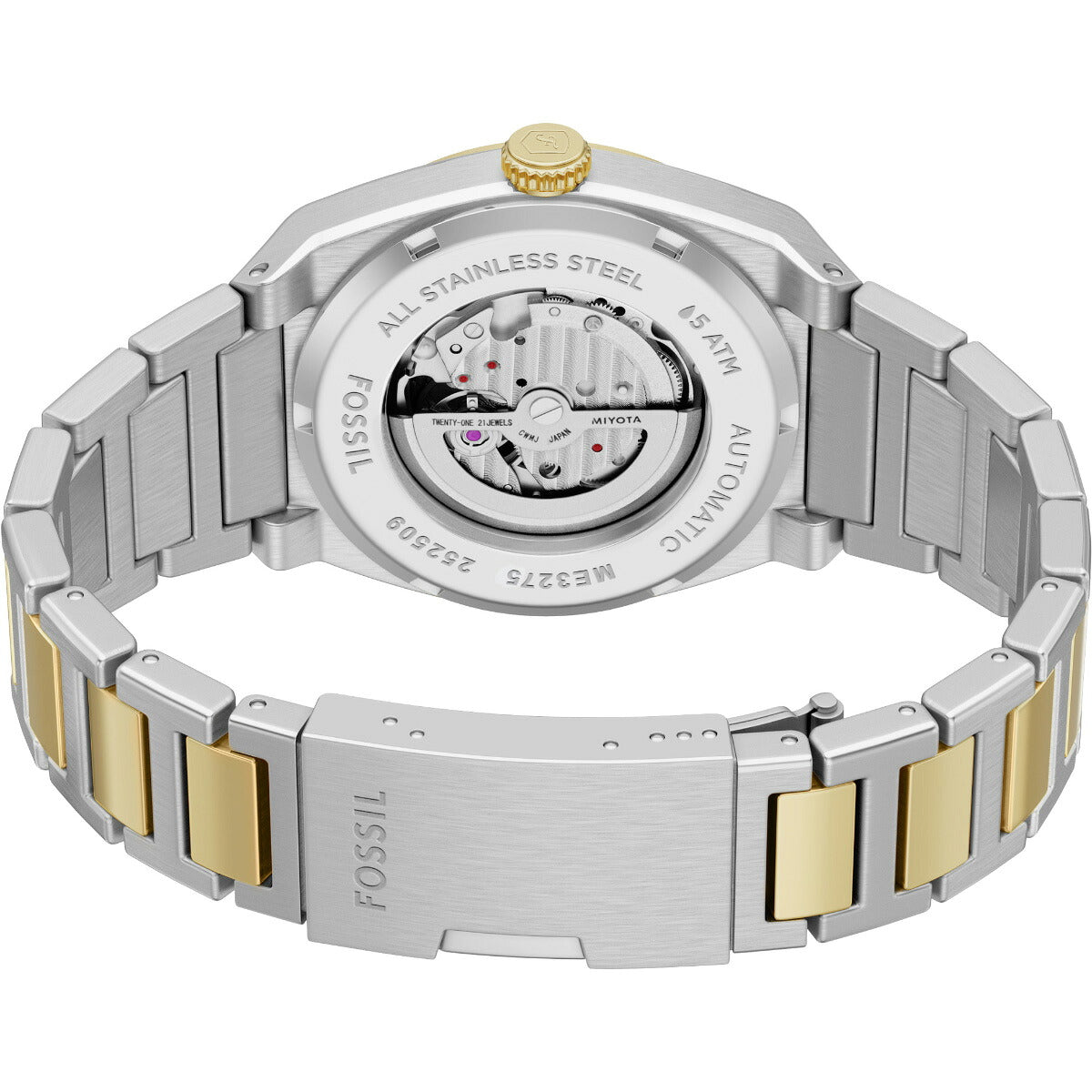 フォッシル FOSSIL 腕時計 自動巻き メンズ EVERETT オートマティック ツートーン ステンレススチールウォッチ ME3275【2025 新作】