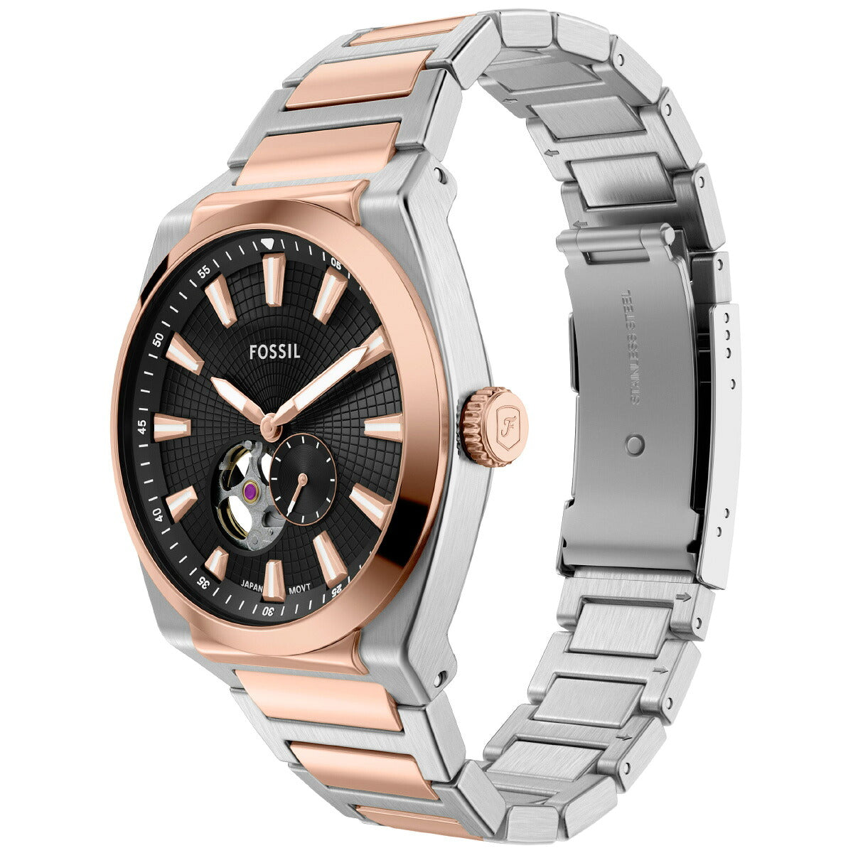 フォッシル FOSSIL 腕時計 自動巻き メンズ EVERETT オートマティック ツートーン ステンレススチールウォッチ ME3277