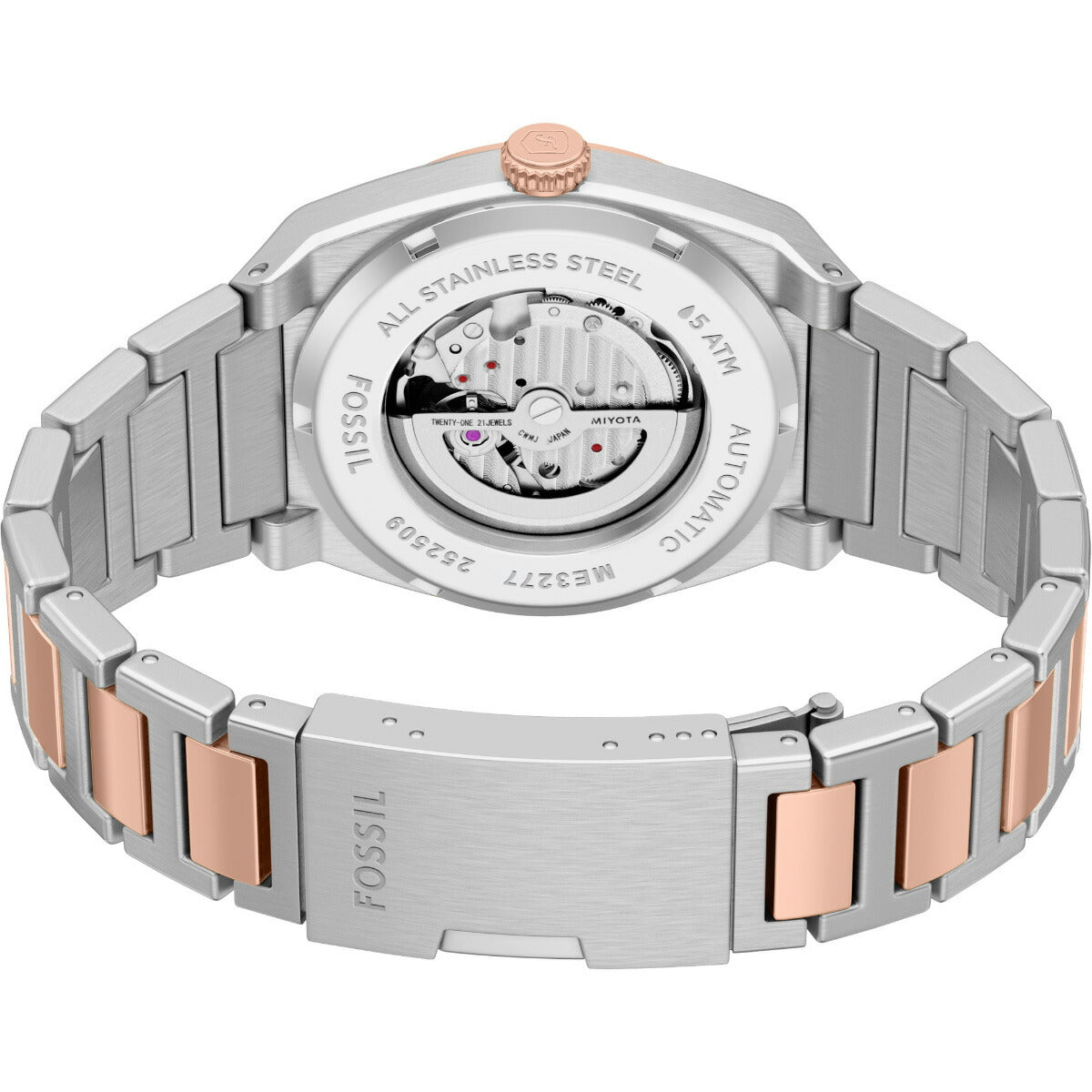 フォッシル FOSSIL 腕時計 自動巻き メンズ EVERETT オートマティック ツートーン ステンレススチールウォッチ ME3277