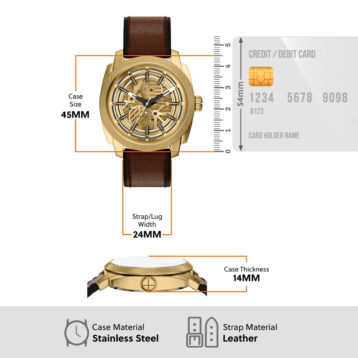 フォッシル FOSSIL 腕時計 自動巻き メンズ MACHINE オートマティック ブラウン レザー ME3278【2026 新作】