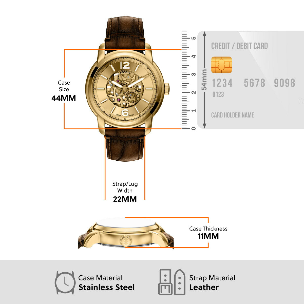 フォッシル FOSSIL 腕時計 自動巻き メンズ FOSSIL HERITAGE オートマティック ブラウン クロコレザー ME3279【2026 新作】