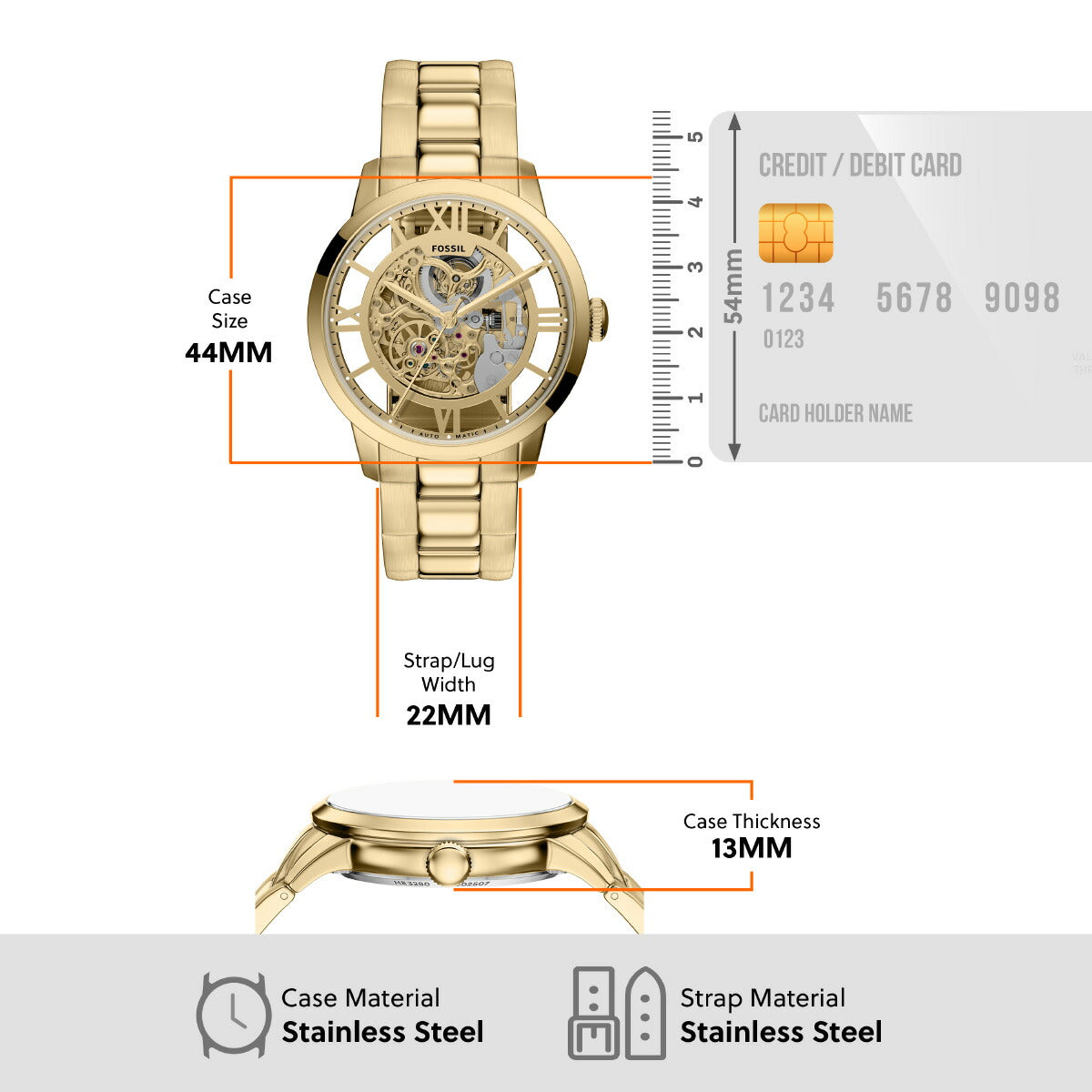 フォッシル FOSSIL 腕時計 自動巻き メンズ TOWNSMAN オートマティック ゴールドトーン ステンレススチール ME3280【2026 新作】