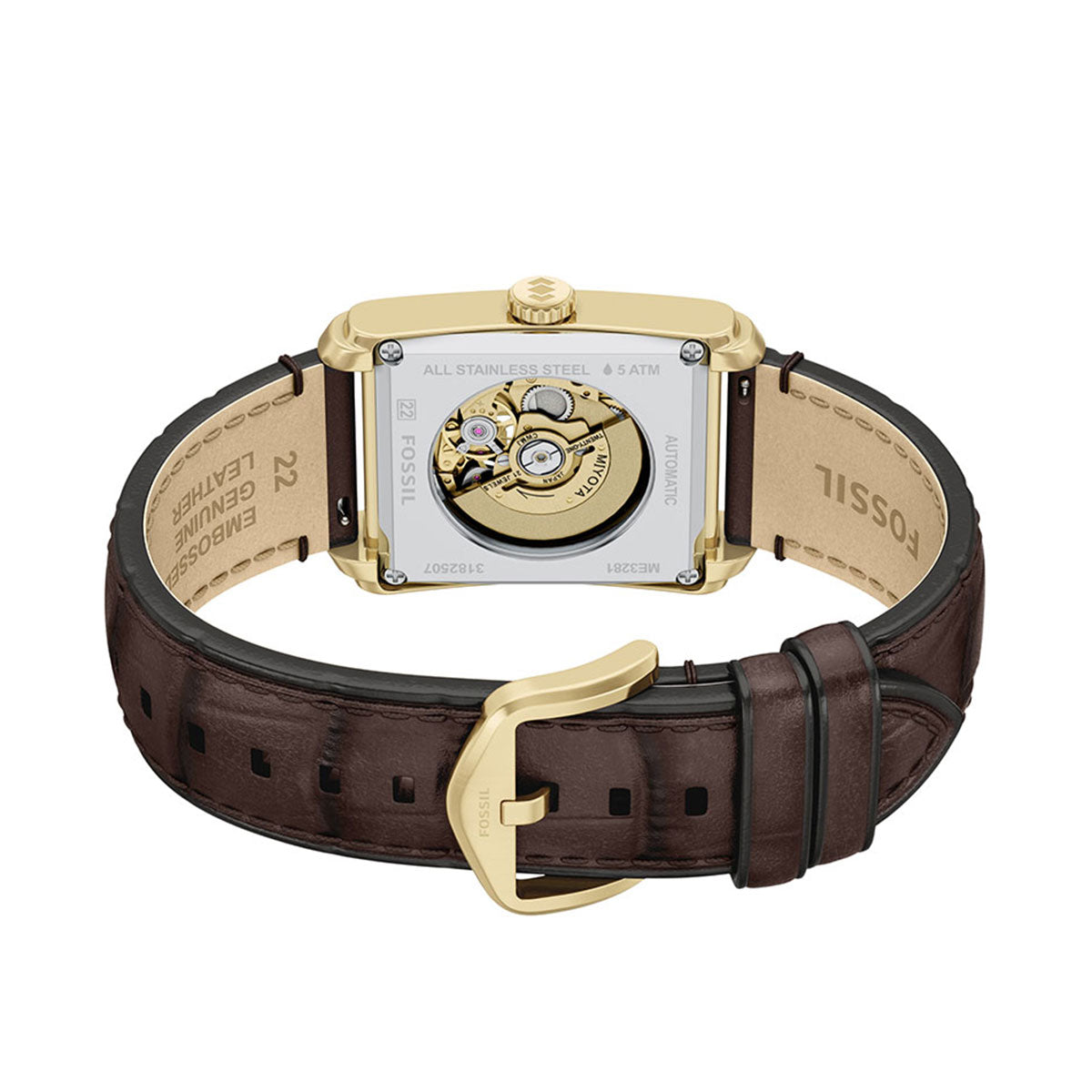 フォッシル FOSSIL 腕時計 メンズ CARRAWAY アナログ 自動巻き ブラウン クロコレザーウォッチ ME3281【2026新作】