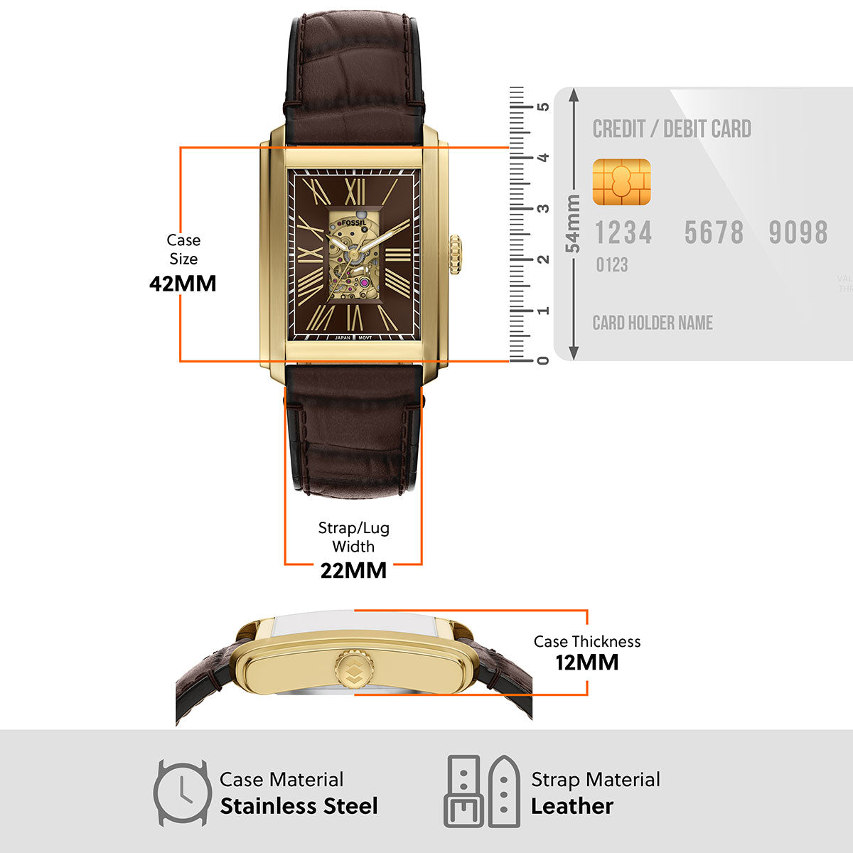 フォッシル FOSSIL 腕時計 メンズ CARRAWAY アナログ 自動巻き ブラウン クロコレザーウォッチ ME3281【2026新作】