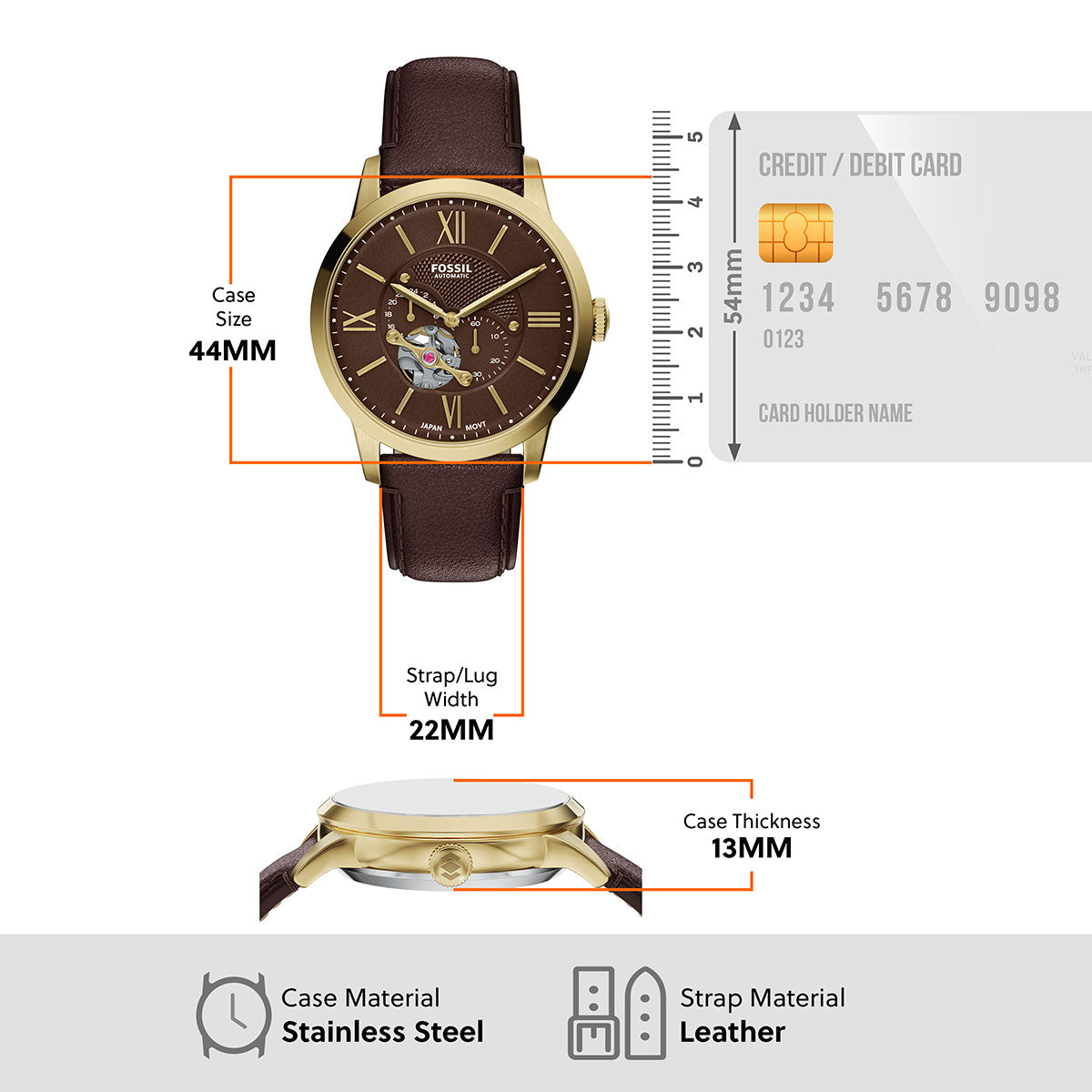 フォッシル FOSSIL 腕時計 メンズ TOWNSMAN アナログ 自動巻き ブラウン レザーウォッチ ME3286【2026新作】