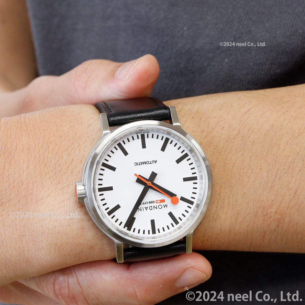 モンディーン MONDAINE 自動巻き 腕時計 メンズ レディース オリジナル オートマティック 41mm ブラックレザー The Original MST.4161B.LB