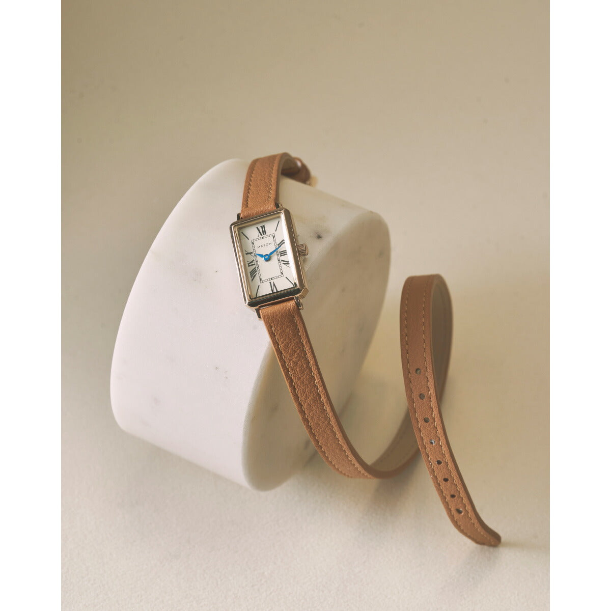 マトウ MATOW 腕時計 レディース Tsuki Collection 月華 げっか スクエア ローズゴールド クリーム ダブルターン ベージュレザー MW003006【2025 新作】