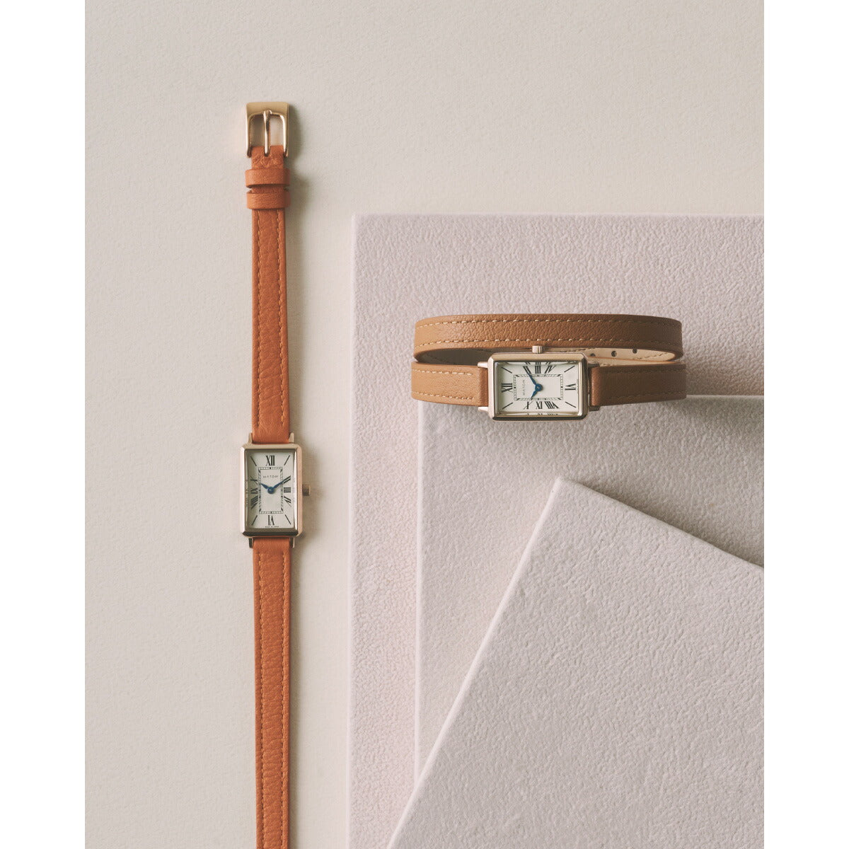 マトウ MATOW 腕時計 レディース Tsuki Collection 月華 げっか スクエア ローズゴールド クリーム ダブルターン オレンジレザー MW003007【2025 新作】