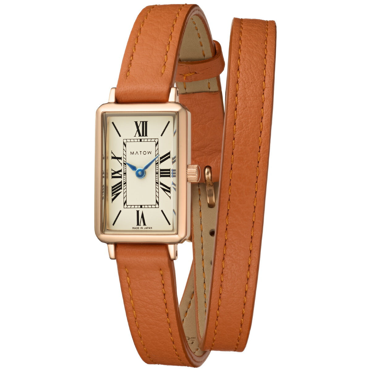 マトウ MATOW 腕時計 レディース Tsuki Collection 月華 げっか スクエア ローズゴールド クリーム ダブルターン オレンジレザー MW003007【2025 新作】