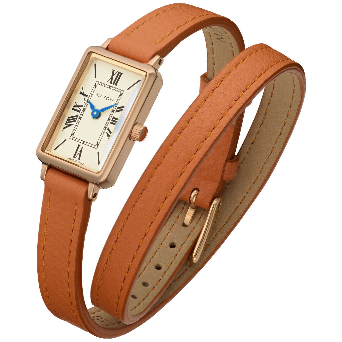 マトウ MATOW 腕時計 レディース Tsuki Collection 月華 げっか スクエア ローズゴールド クリーム ダブルターン オレンジレザー MW003007【2025 新作】