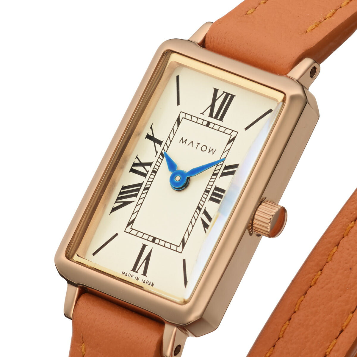 マトウ MATOW 腕時計 レディース Tsuki Collection 月華 げっか スクエア ローズゴールド クリーム ダブルターン オレンジレザー MW003007【2025 新作】