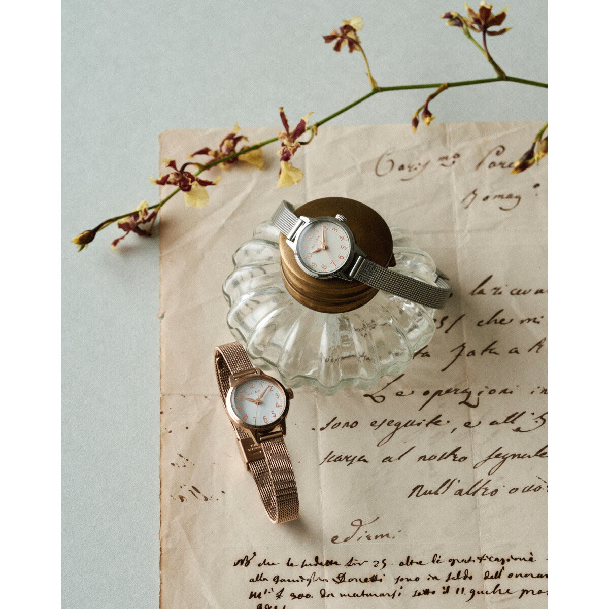 マトウ MATOW 腕時計 レディース Tsuki Collection 清月 せいげつ ラウンド ローズゴールド ホワイト メッシュ MW005006【2025 新作】