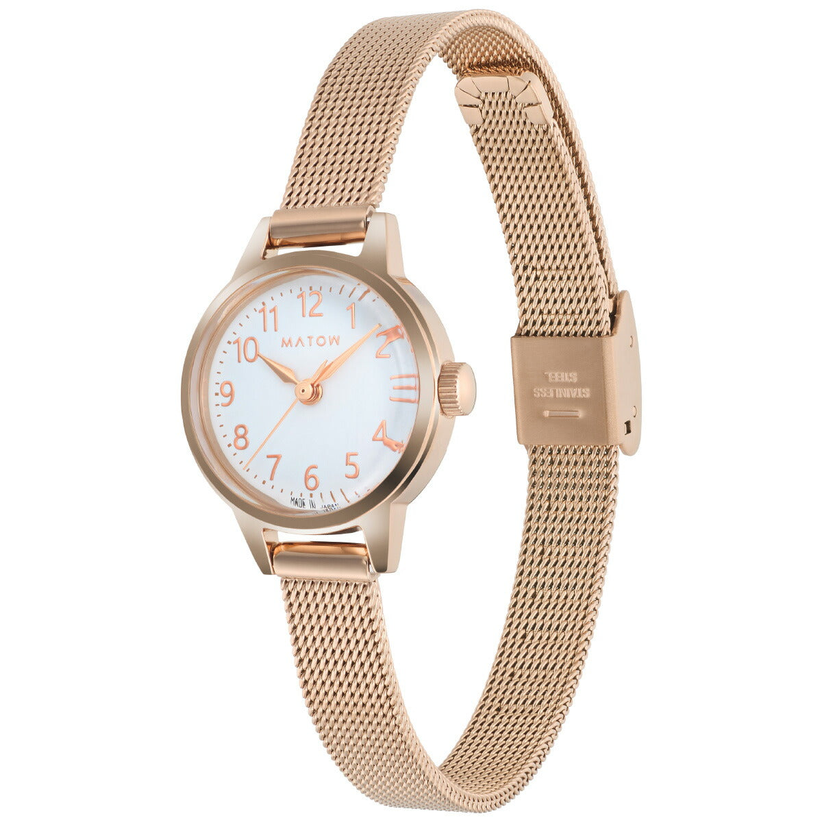 マトウ MATOW 腕時計 レディース Tsuki Collection 清月 せいげつ ラウンド ローズゴールド ホワイト メッシュ MW005006【2025 新作】