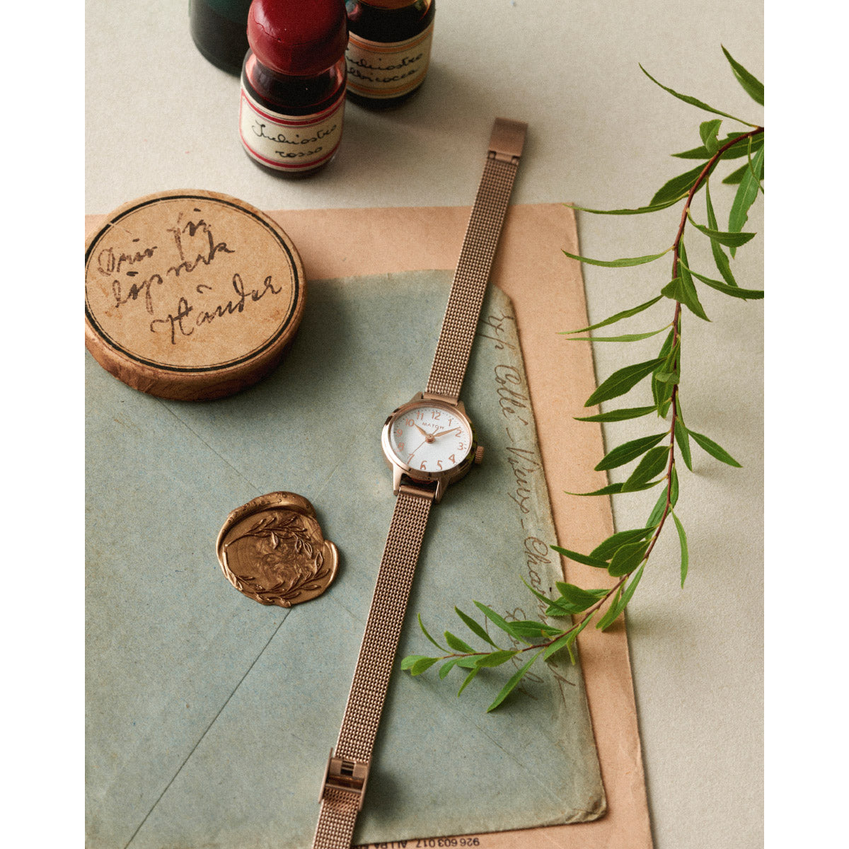 マトウ MATOW 腕時計 レディース Tsuki Collection 清月 せいげつ ラウンド ローズゴールド ホワイト メッシュ MW005006【2025 新作】