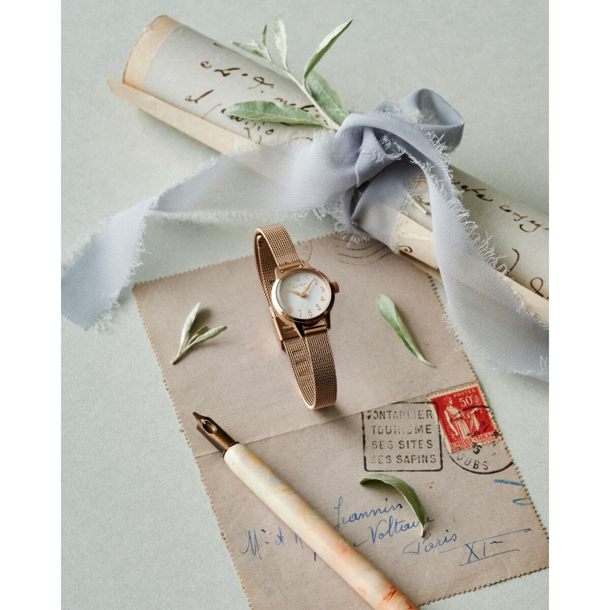 マトウ MATOW 腕時計 レディース Tsuki Collection 清月 せいげつ ラウンド ローズゴールド ホワイト メッシュ MW005006【2025 新作】