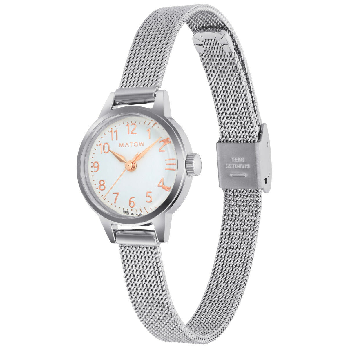 マトウ MATOW 腕時計 レディース Tsuki Collection 清月 せいげつ ラウンド シルバー ホワイト メッシュ MW005007【2025 新作】