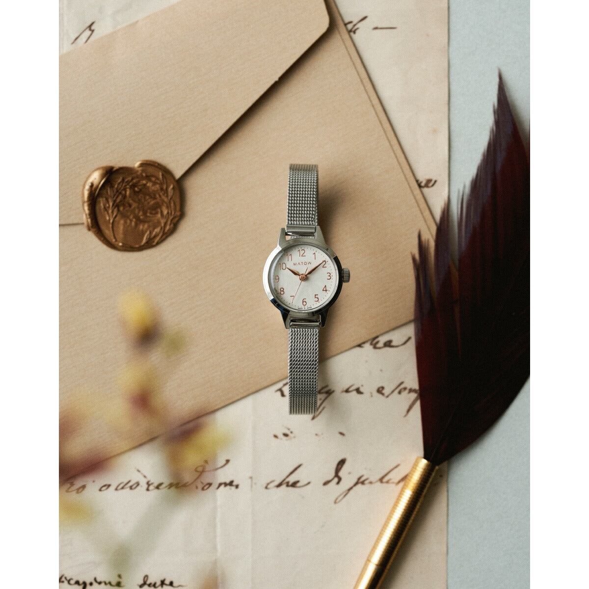 マトウ MATOW 腕時計 レディース Tsuki Collection 清月 せいげつ ラウンド シルバー ホワイト メッシュ MW005007【2025 新作】
