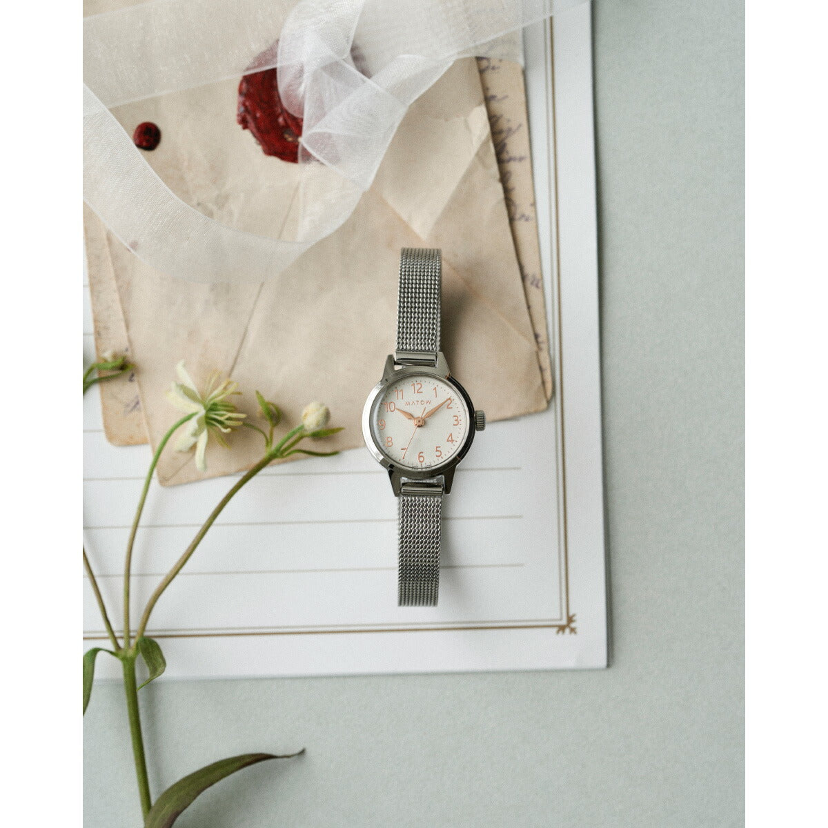 マトウ MATOW 腕時計 レディース Tsuki Collection 清月 せいげつ ラウンド シルバー ホワイト メッシュ MW005007【2025 新作】