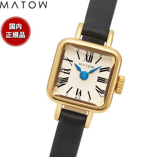 マトウ MATOW 腕時計 レディース Tsuki Collection 淡月 たんげつ ミニスクエア ゴールド ホワイト ブラックレザー MW006003【2024 新作】