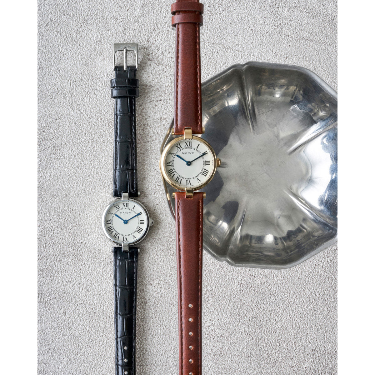 マトウ MATOW 腕時計 レディース Aura アウラ ラウンドシルバー ブラックレザー MW008001【2026 新作】