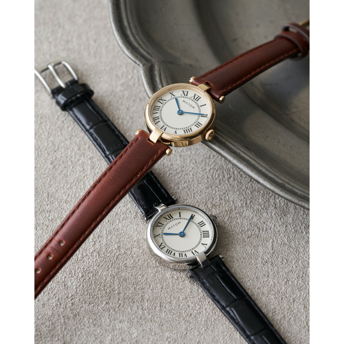 マトウ MATOW 腕時計 レディース Aura アウラ ラウンドシルバー ブラックレザー MW008001【2026 新作】
