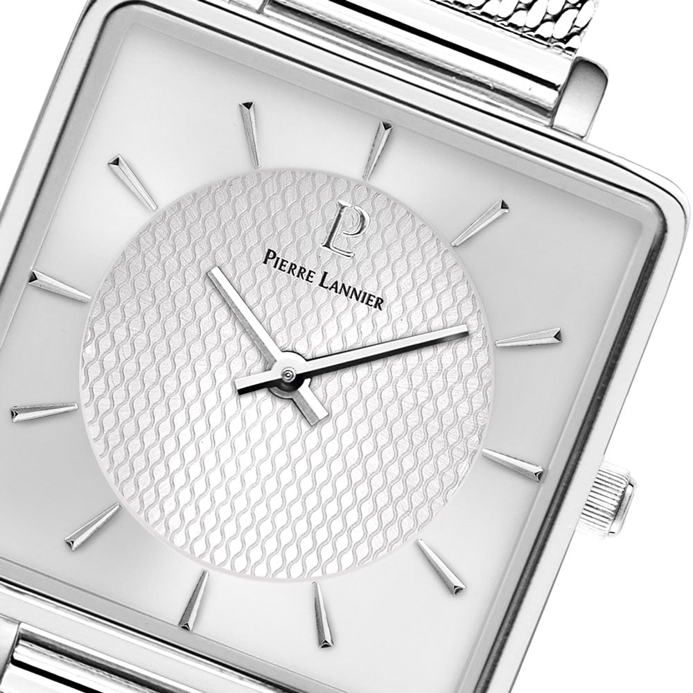 ピエールラニエ PIERRE LANNIER レディース 腕時計 クオーツ レカレ LECARE 30mm×30mm P007H628 スクエア メッシュベルト シルバー
